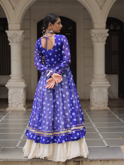 Kora Cotton Lehenga with Bandhani Top