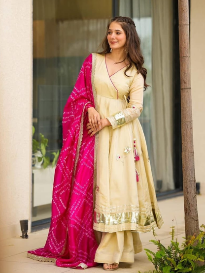 Bandhani Grace Chinon Anarkali Set