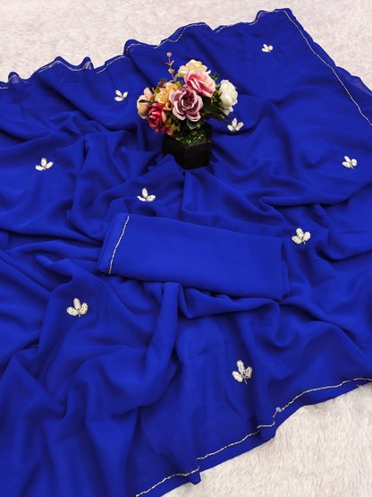 Delicate Cut Dana Motifs Georgette Saree
