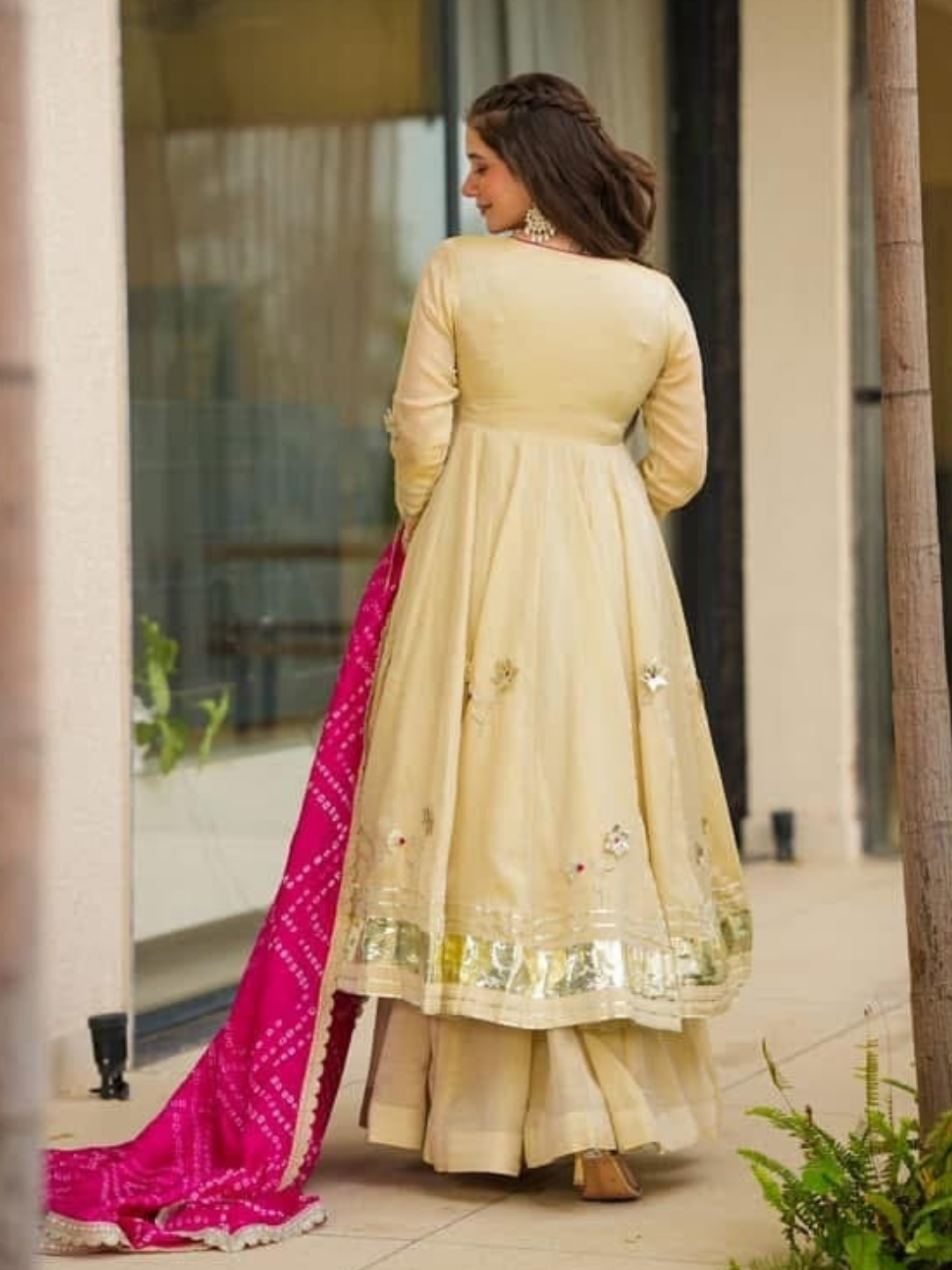 Bandhani Grace Chinon Anarkali Set