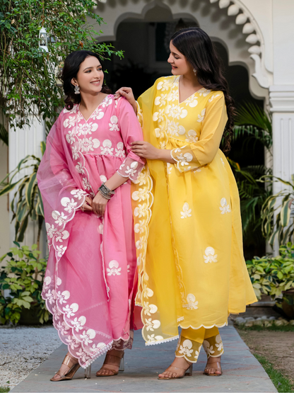 Elegant Grace: Roman Silk Embroidered Dupatta Set