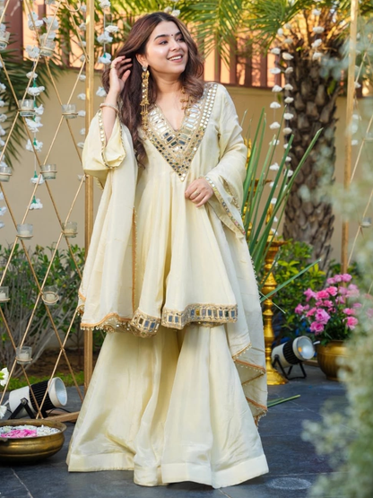 Radiant Reflections Off-White Sharara