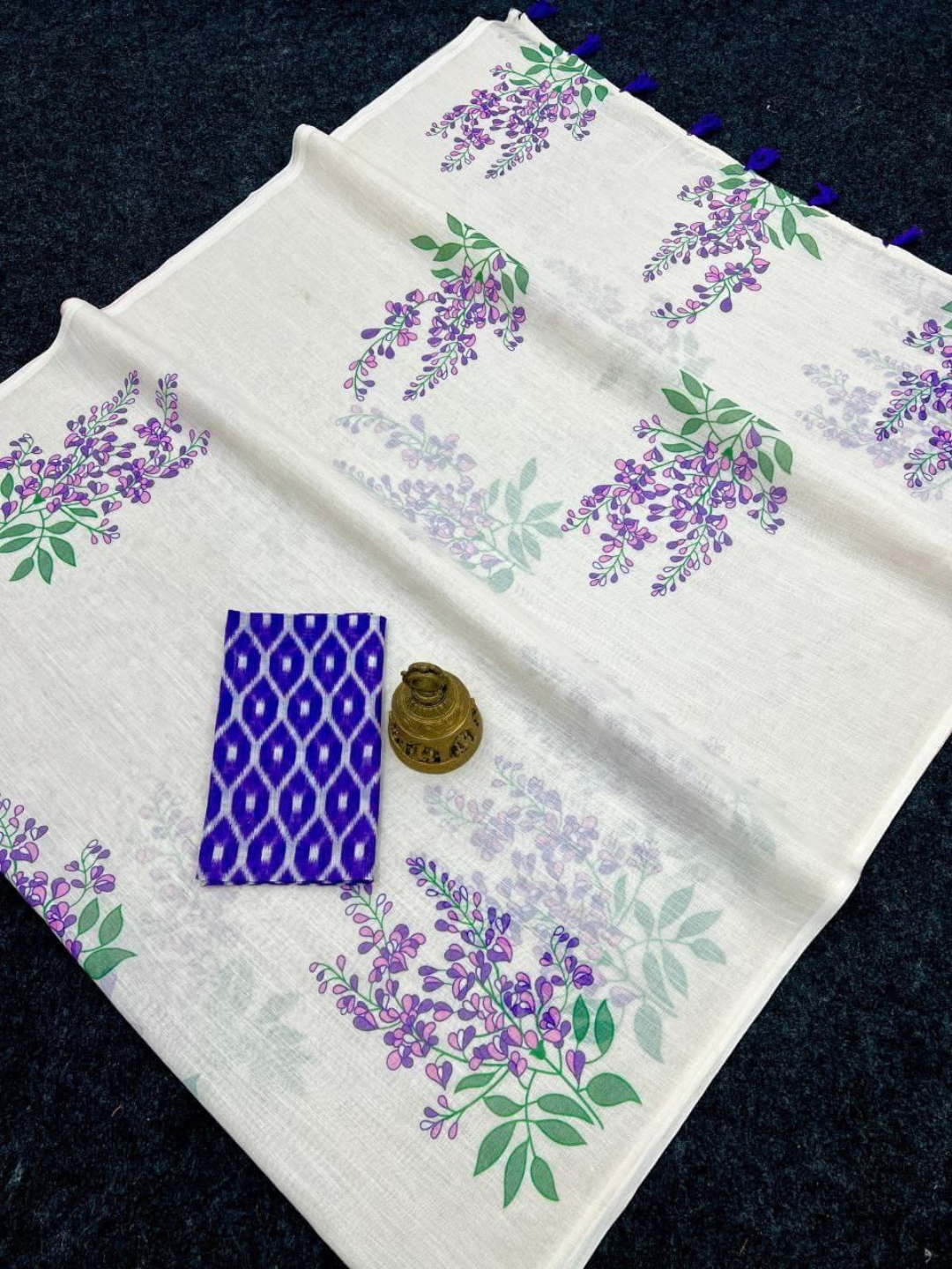 Floral Charm Soft Linen Saree