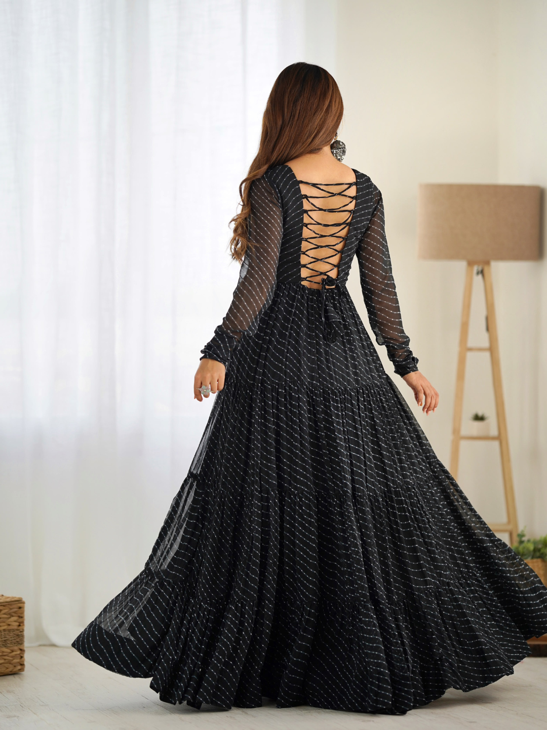 Leheriya Gown with Gamthi Patchwork
