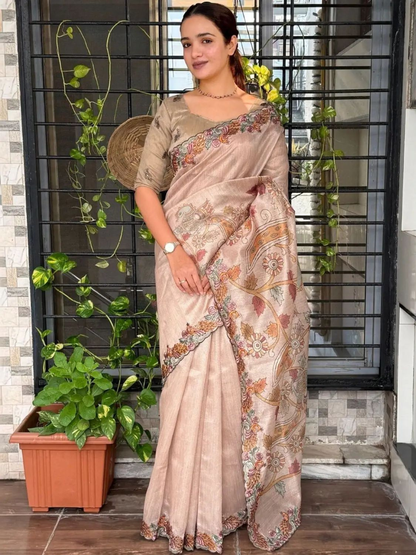 Timeless Kalamkari Saree in Blackberry Silk