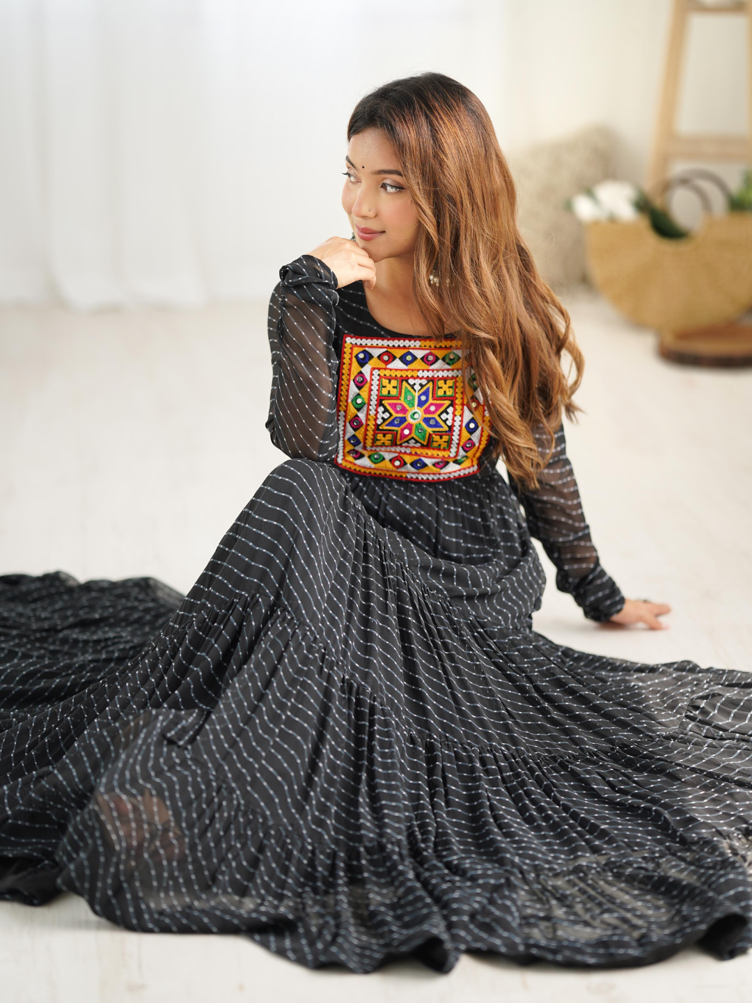Leheriya Gown with Gamthi Patchwork