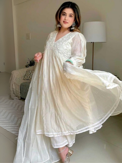 Ethereal Off-White Chanderi Silk Dupatta Set