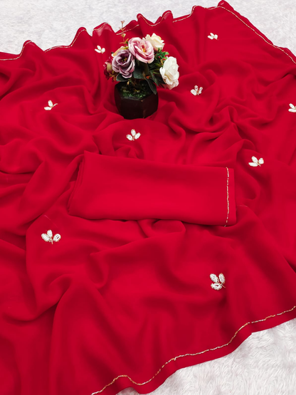 Delicate Cut Dana Motifs Georgette Saree