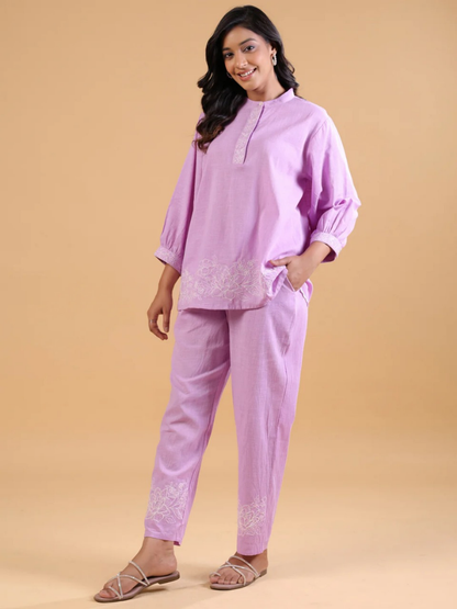 Chic Lilac Cotton Co-Ord Set