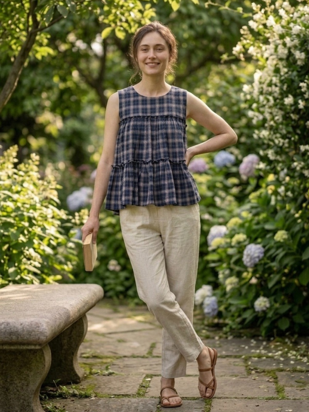 Linen Cotton Co-ord Set in Earthy Checks
