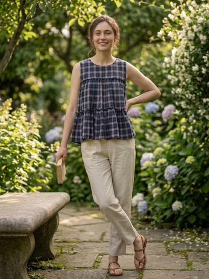 Linen Cotton Co-ord Set in Earthy Checks