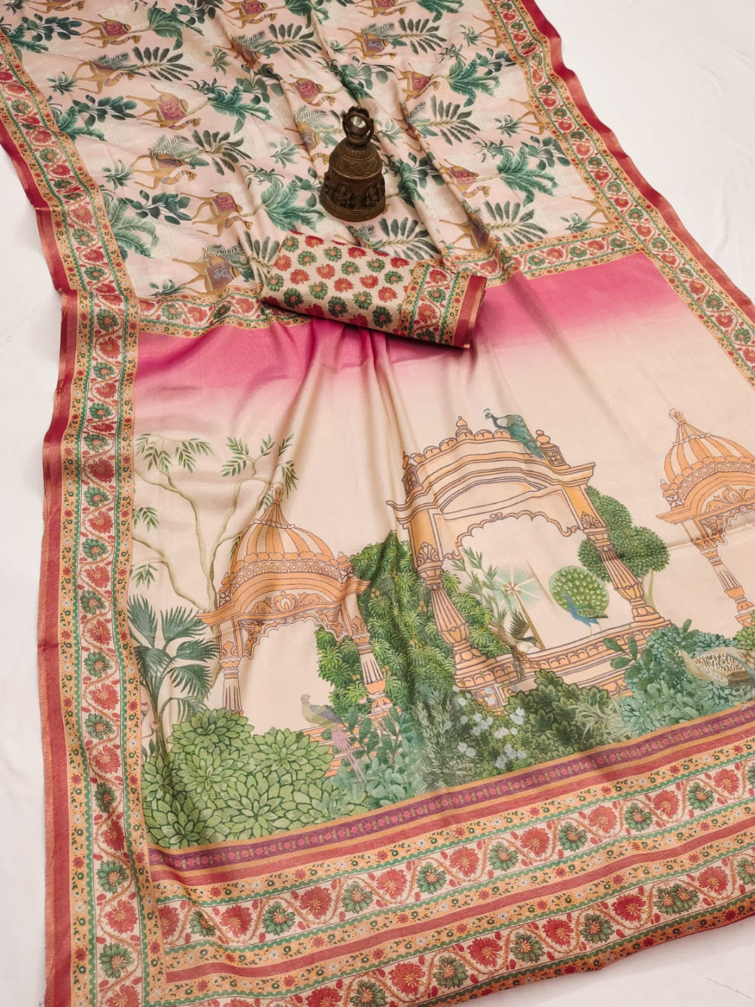 Printed Elegance in Linen Tissue Silk