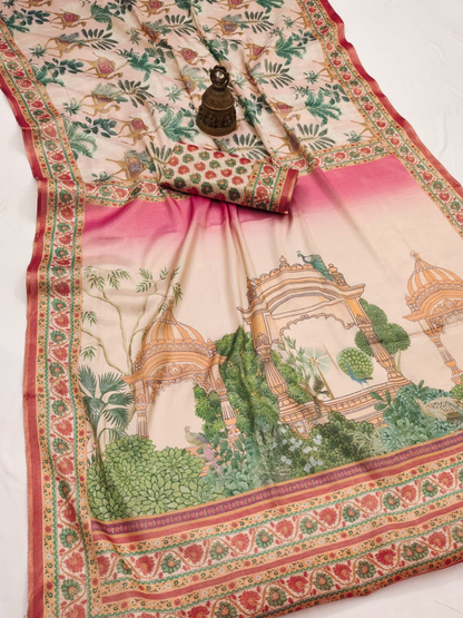 Printed Elegance in Linen Tissue Silk