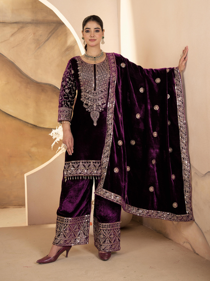 Regal Velvet Ensemble with Heavy Handwork