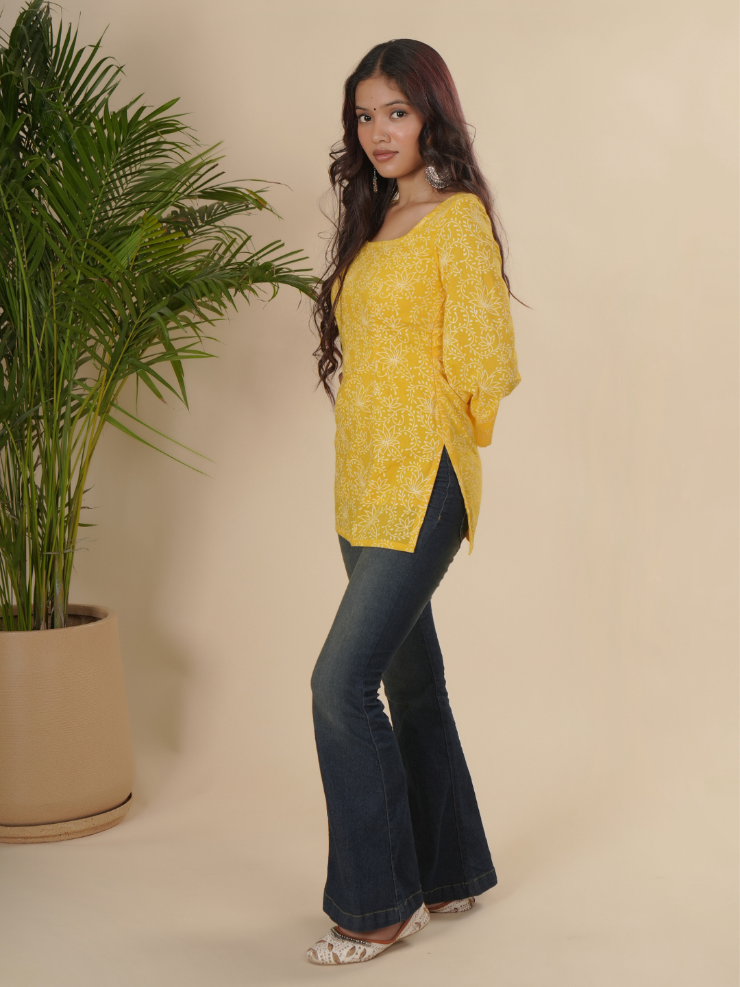 Yellow Sunshine Pure Cotton Short Kurti
