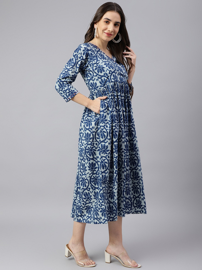 Blue Angrakha Style Dress