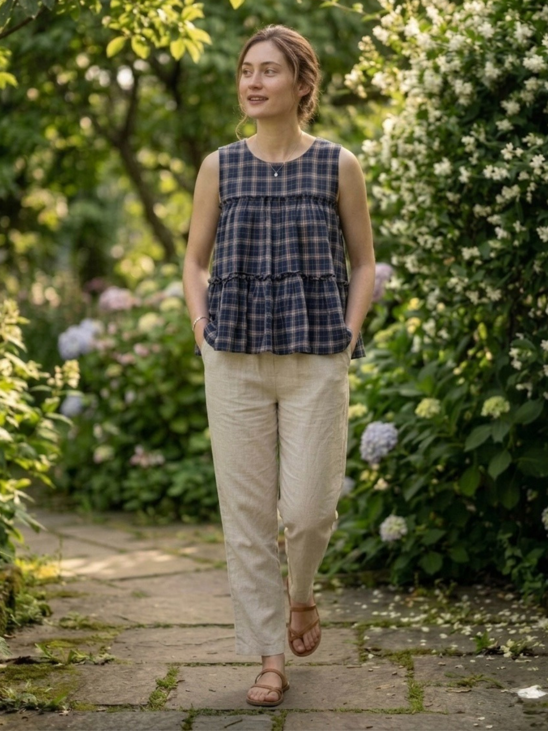 Linen Cotton Co-ord Set in Earthy Checks