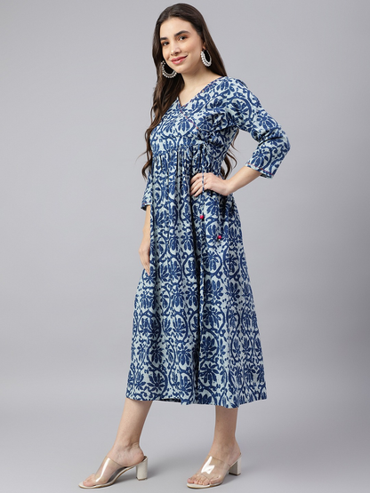 Blue Angrakha Style Dress