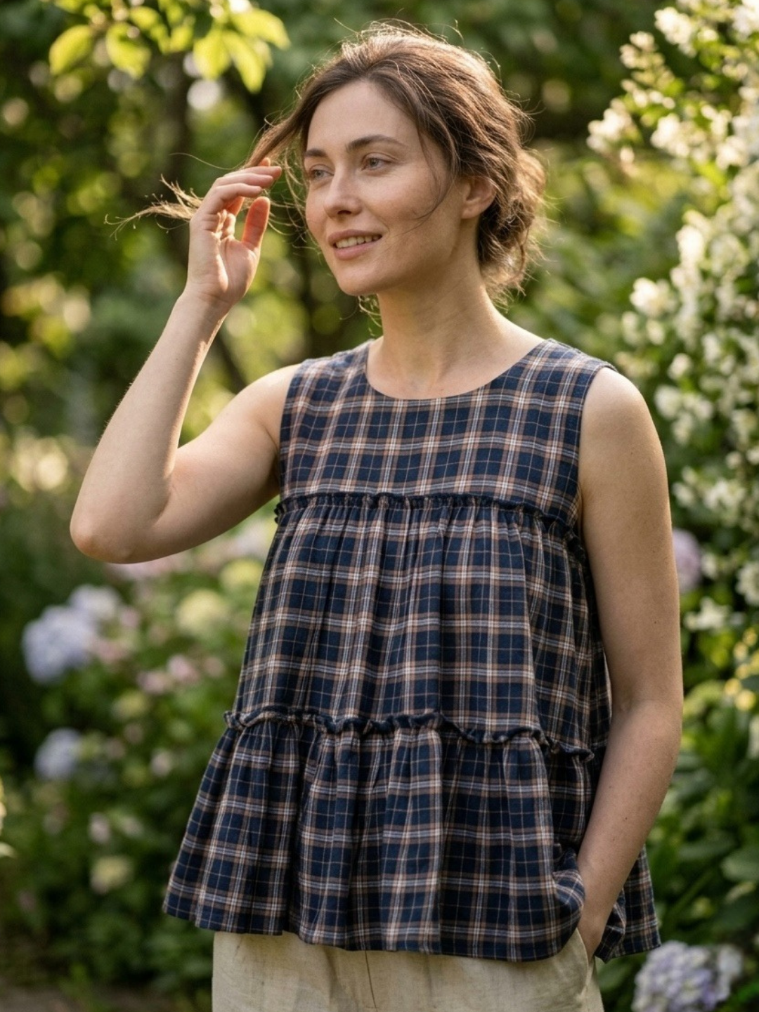 Linen Cotton Co-ord Set in Earthy Checks