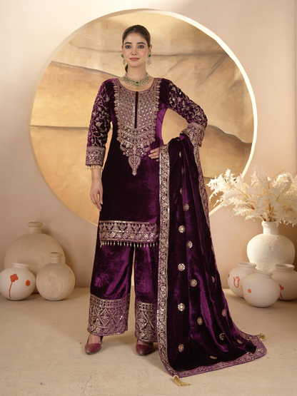 Regal Velvet Ensemble with Heavy Handwork