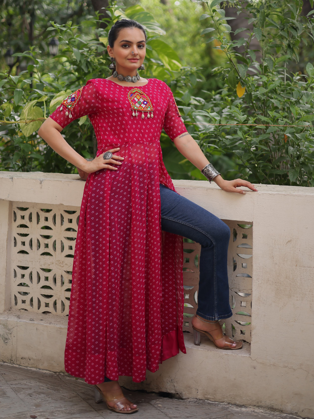 Boho Desi front-open long kurti