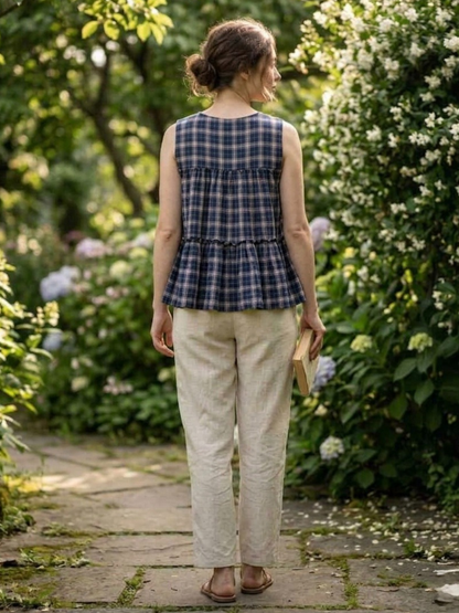Linen Cotton Co-ord Set in Earthy Checks