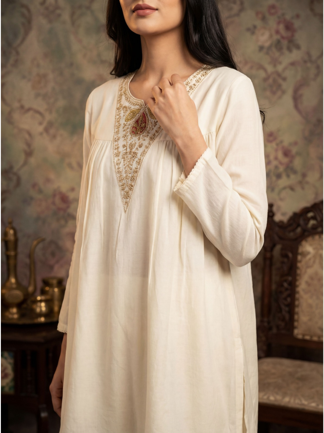 Timeless Ivory Co-ord with Soft Festive Accents