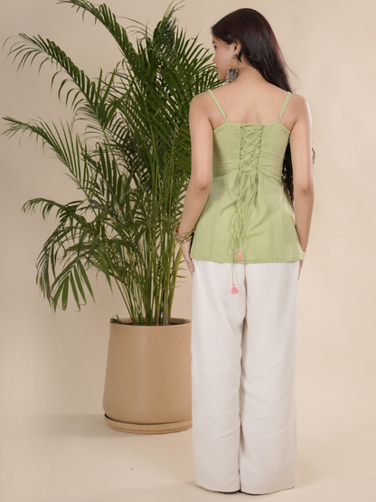 Lime Green Breezy Cotton Short Kurti