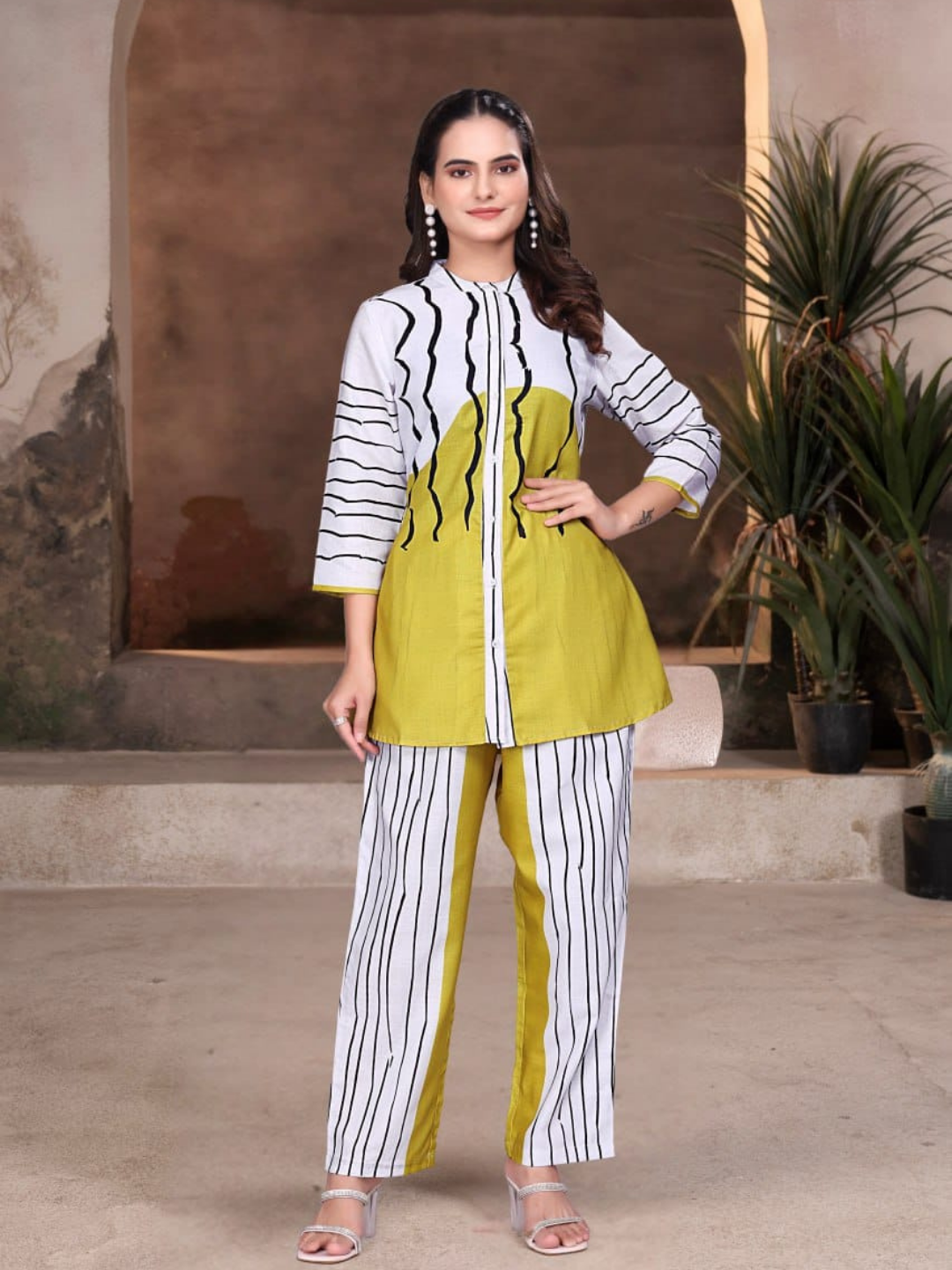 Bold in Balance Co-ord Set with Artistic Stripes