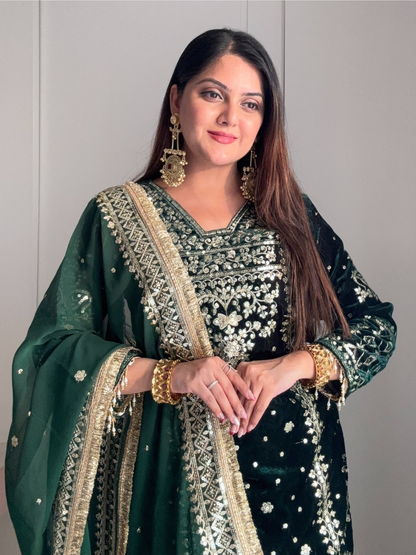 Emerald Velvet Suit Set