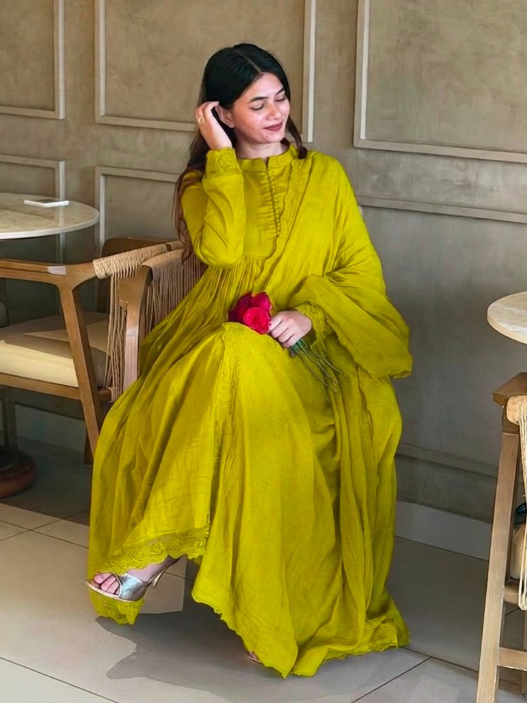 Classic Elegance in Roman Silk Dupatta Set