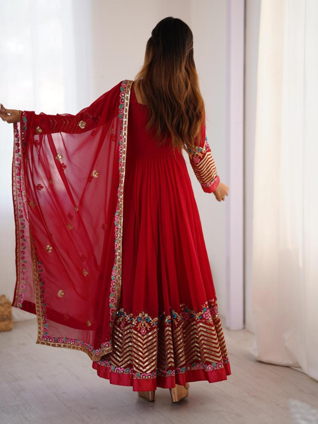 Elegant Festive Georgette Dupatta Set