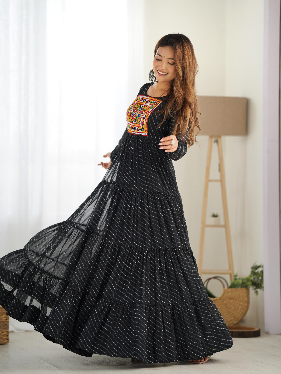 Leheriya Gown with Gamthi Patchwork