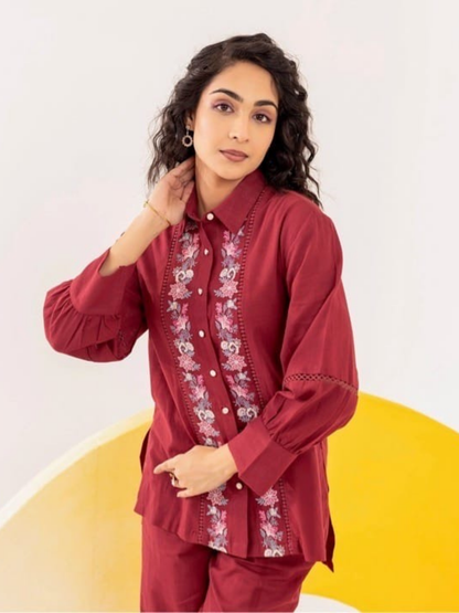 Rust Elegant Cotton Co-Ord Set