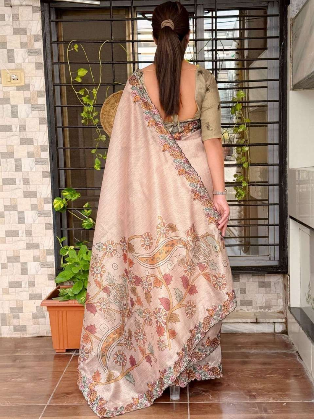 Timeless Kalamkari Saree in Blackberry Silk
