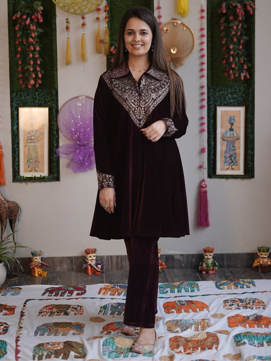 Opulent Wine Velvet Co-ord Set