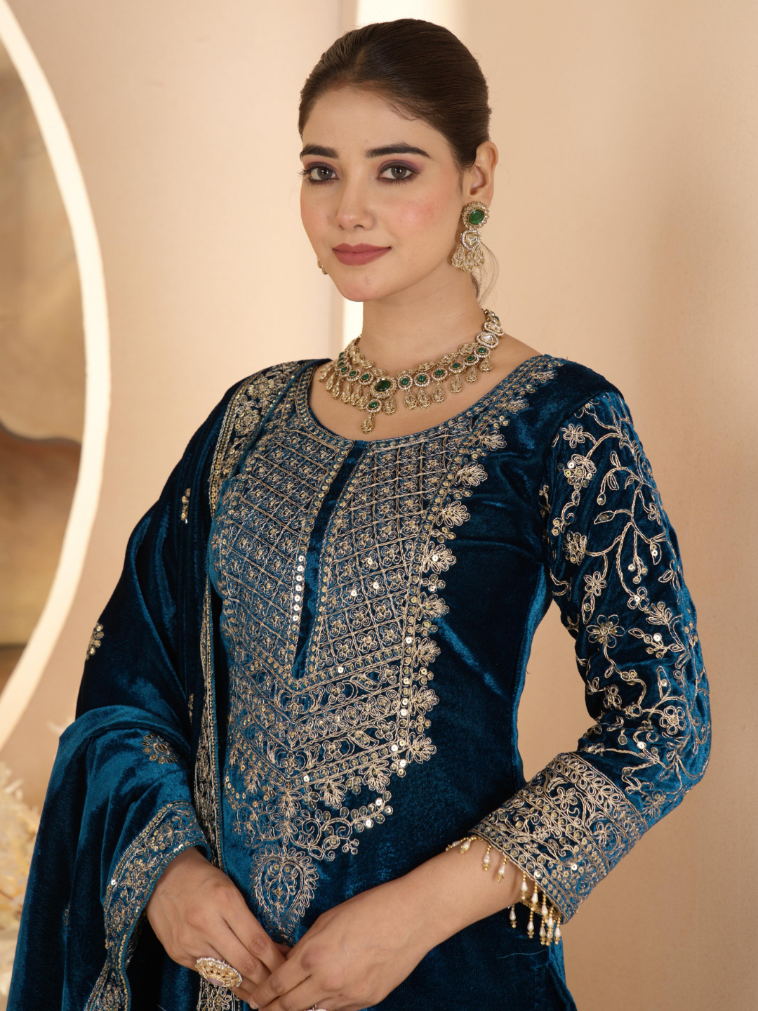 Regal Velvet Ensemble with Heavy Handwork