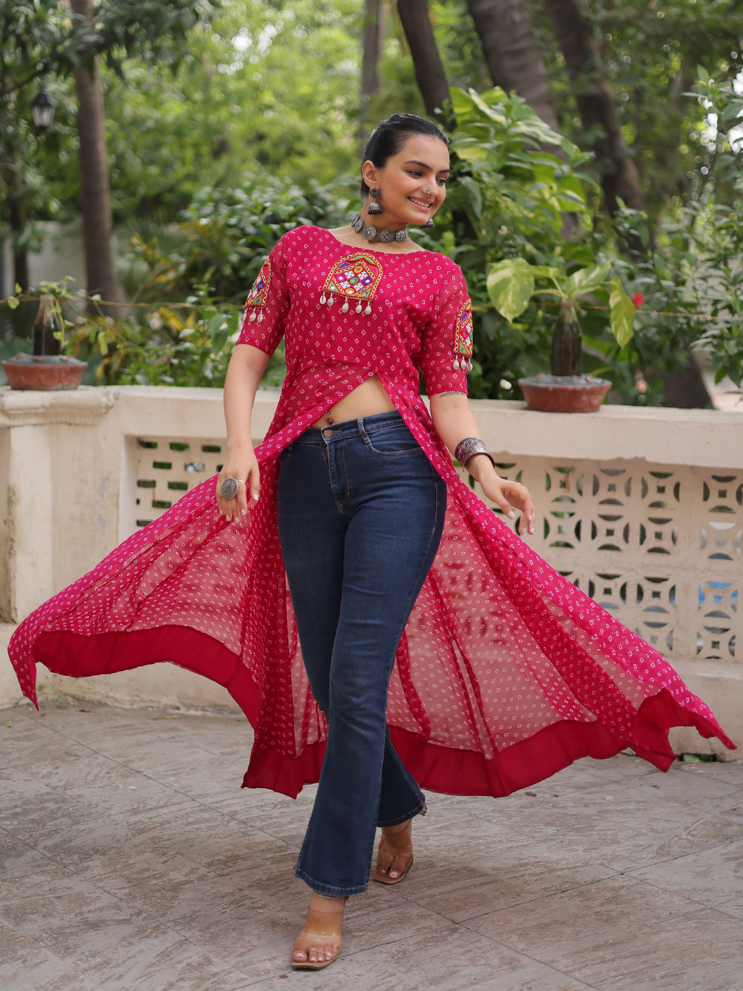 Boho Desi front-open long kurti