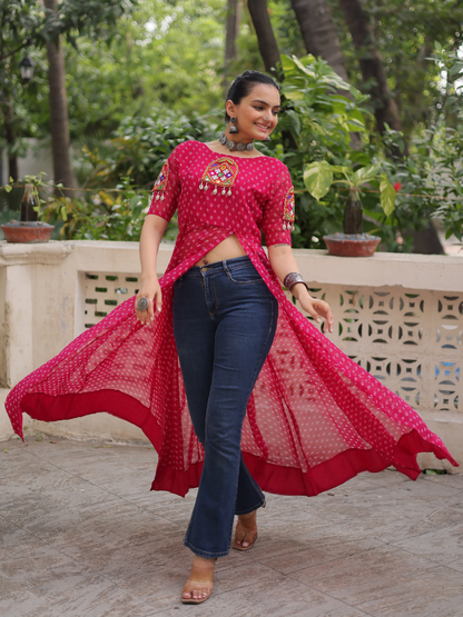 Boho Desi front-open long kurti