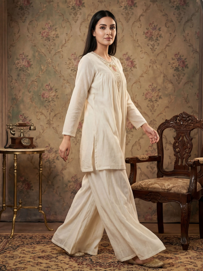 Timeless Ivory Co-ord with Soft Festive Accents