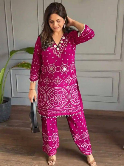 Bandhani Print Mirror Accent Co-ord Set