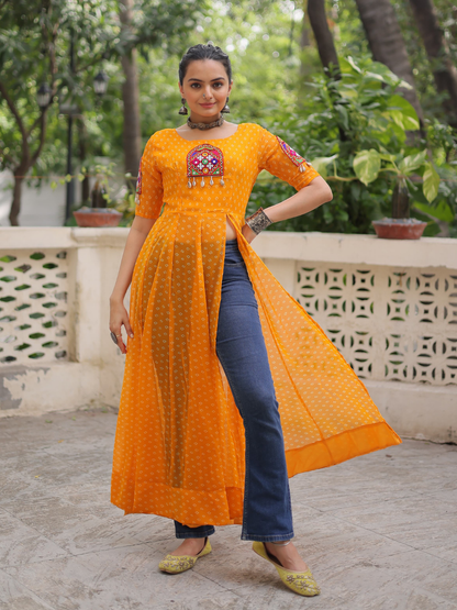 Boho Desi front-open long kurti