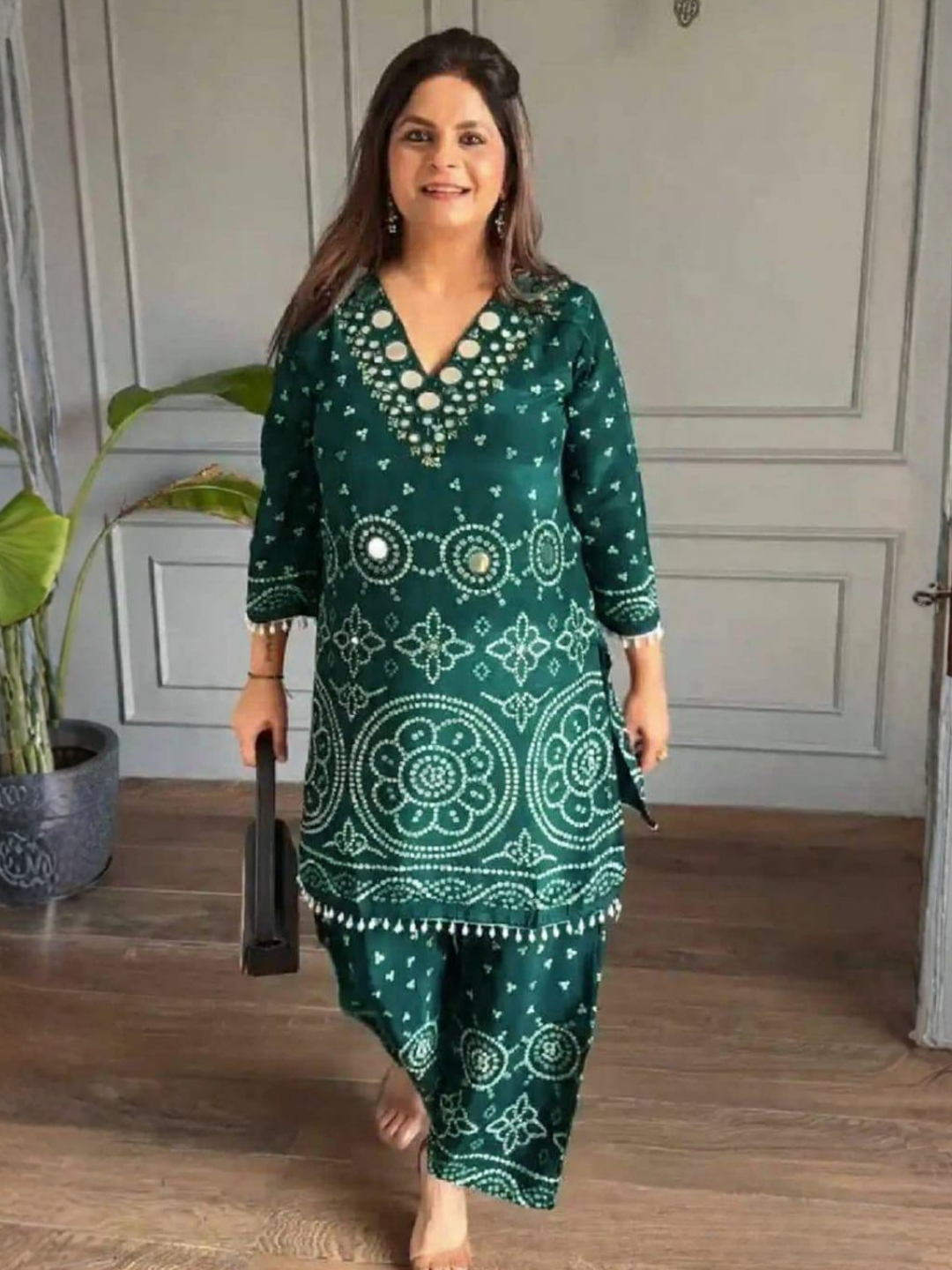 Bandhani Print Mirror Accent Co-ord Set
