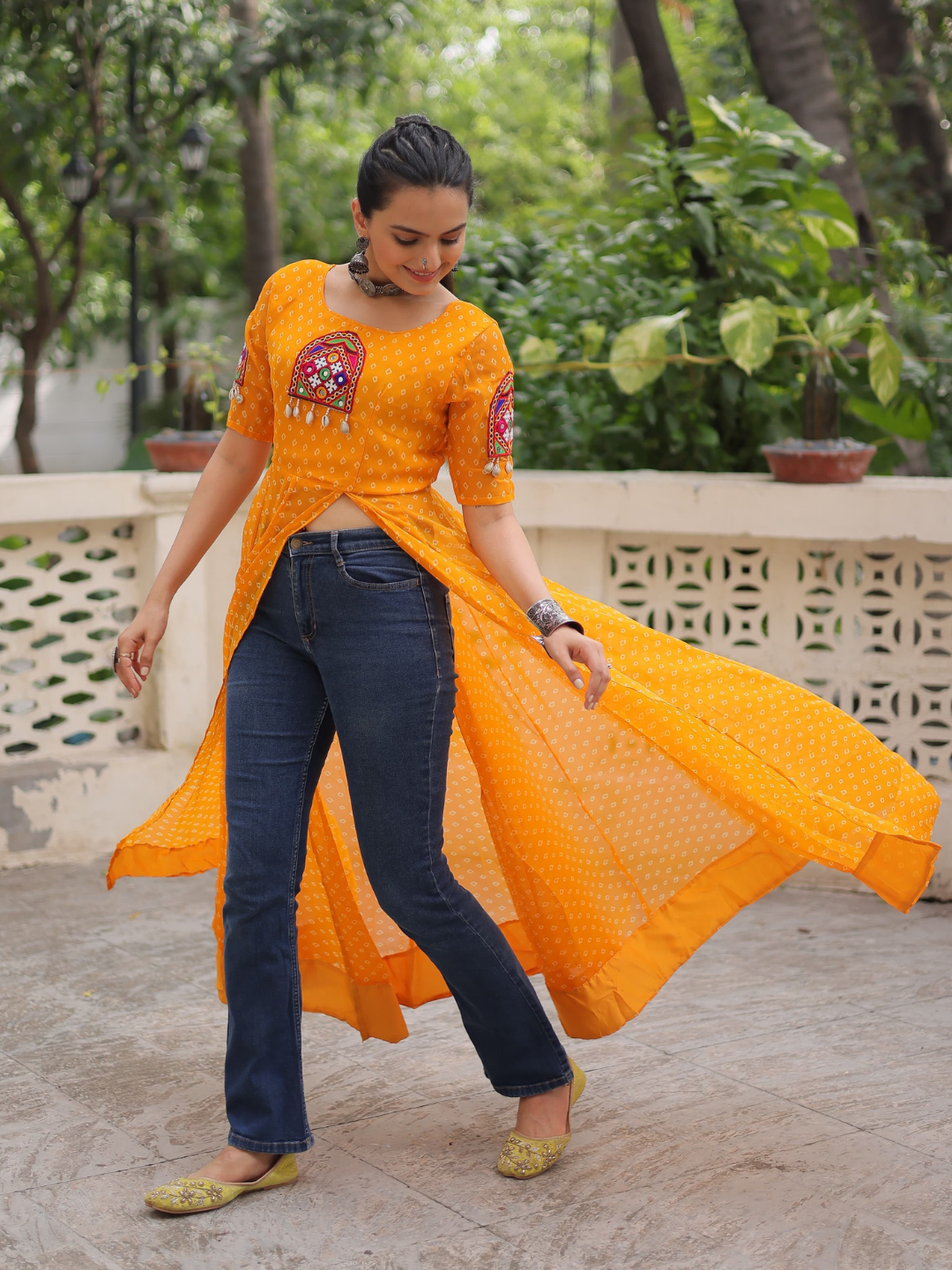 Boho Desi front-open long kurti