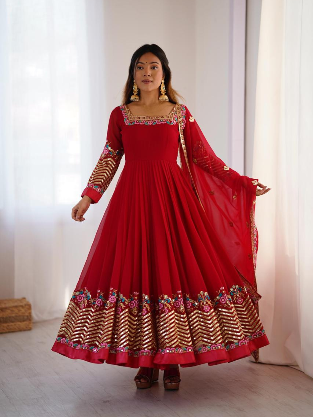 Elegant Festive Georgette Dupatta Set