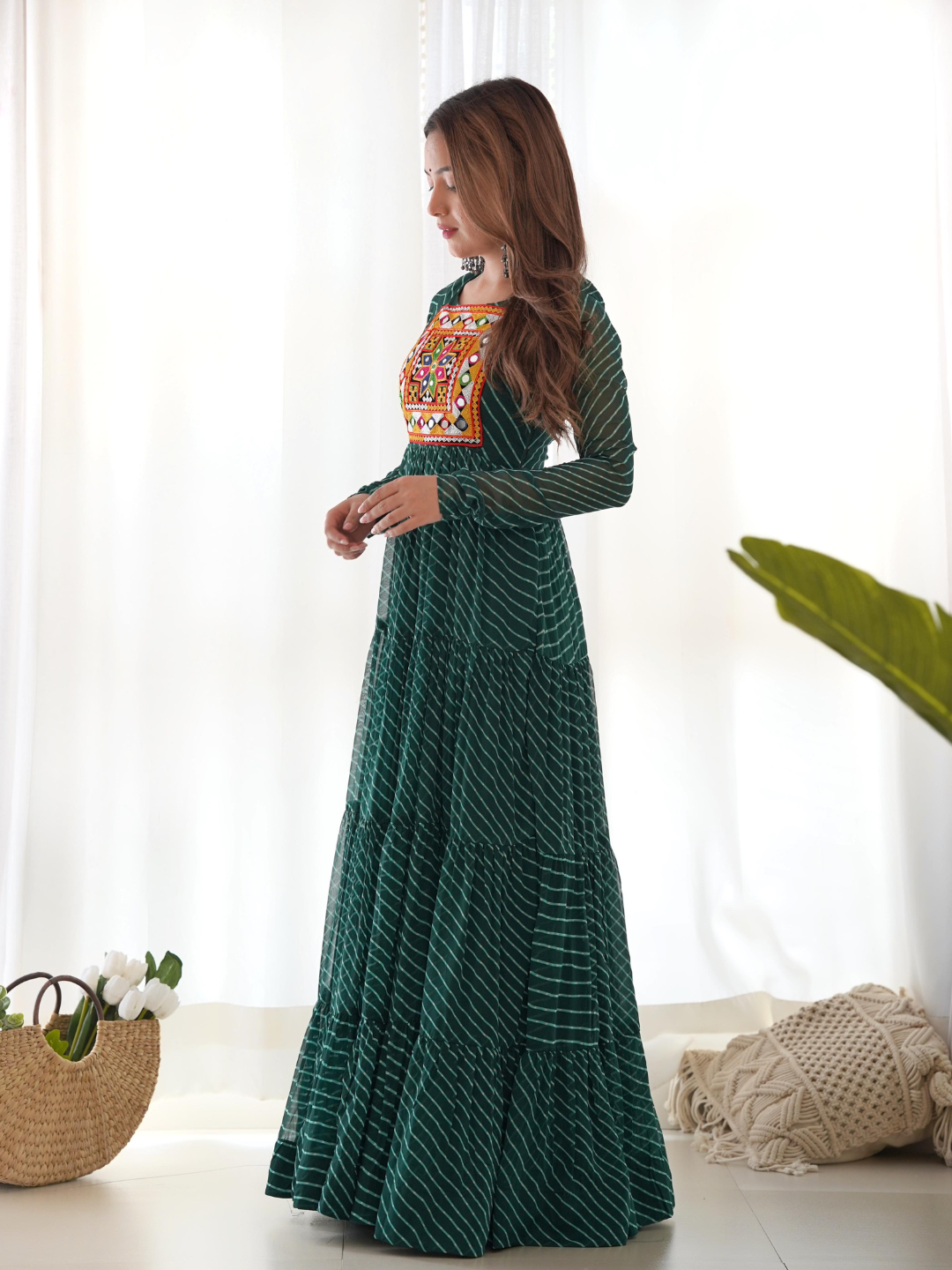 Leheriya Gown with Gamthi Patchwork