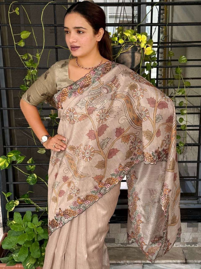 Timeless Kalamkari Saree in Blackberry Silk