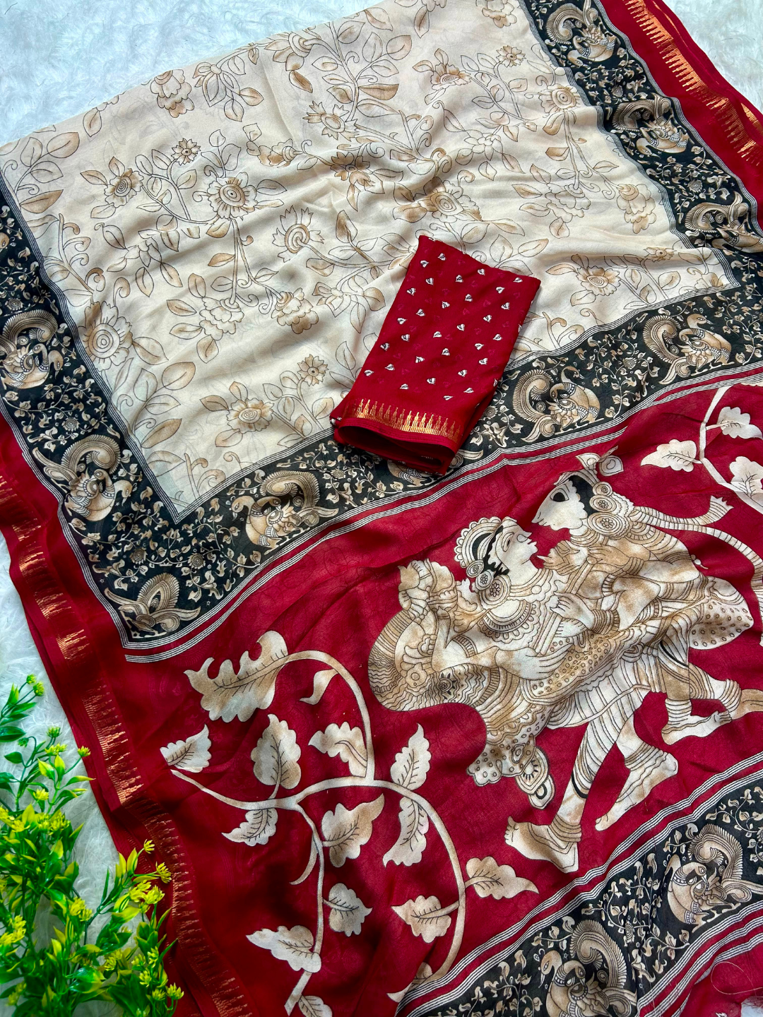 Timeless Tales in Regal Kalamkari Saree