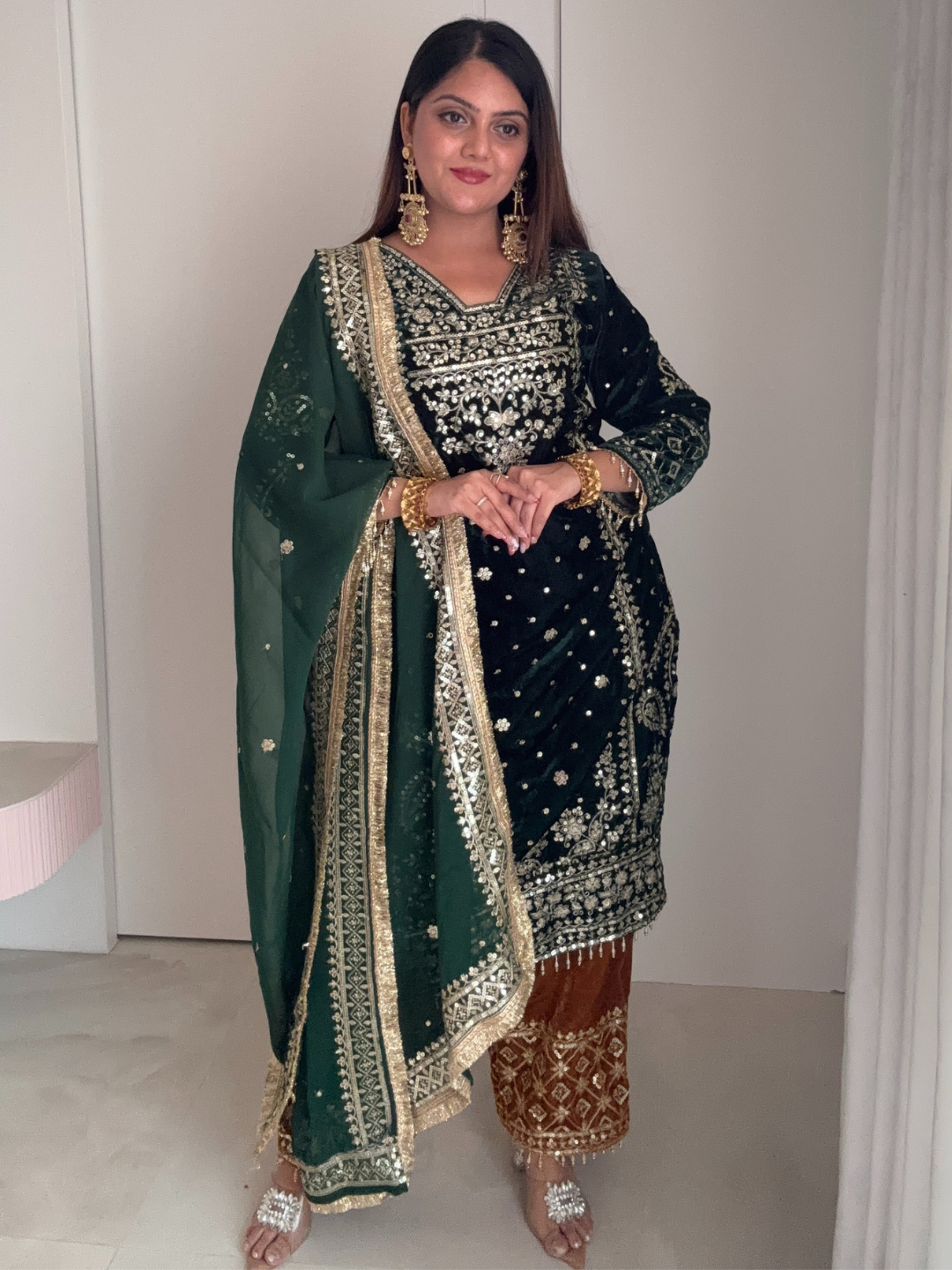 Emerald Velvet Suit Set