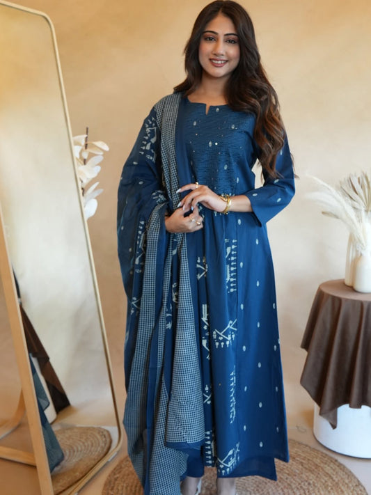 Cotton Kurta Set with Mulmul Charm